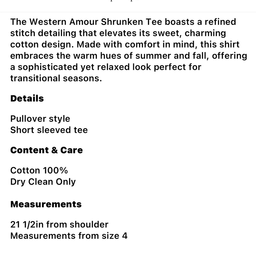 NWTA Cinq à Sept Western Amour Shrunken Tee - Picture 8 of 8
